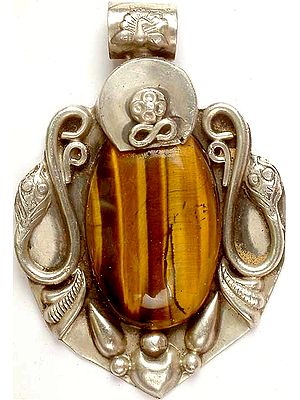 Tiger Eye Pendant with Serpents