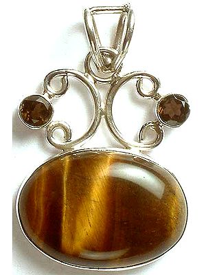 Tiger Eye Pendant with Smoky Quartz
