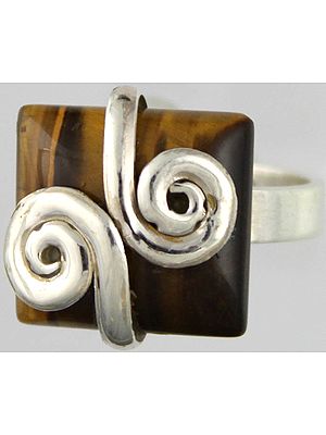 Tiger Eye Spiral Ring