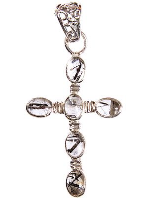 Tourmalinated Quartz Cross Pendant