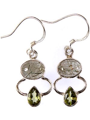 Tourmalinated Quartz with Peridot Earrings