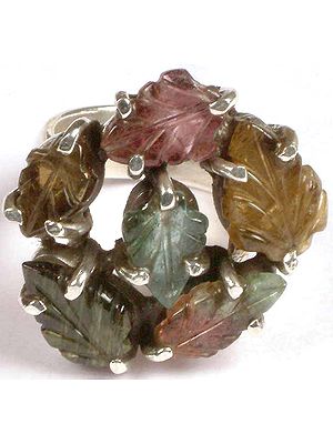 Tourmaline Carved Leaf Ring