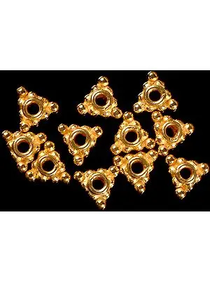 Triangular Gold Plated Beads (Price Per Pair)