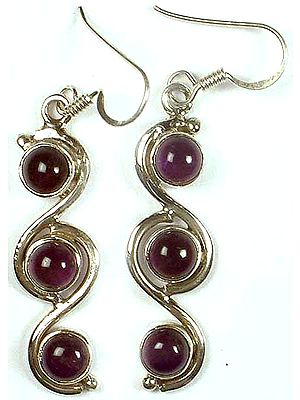 Triple Amethyst Earrings