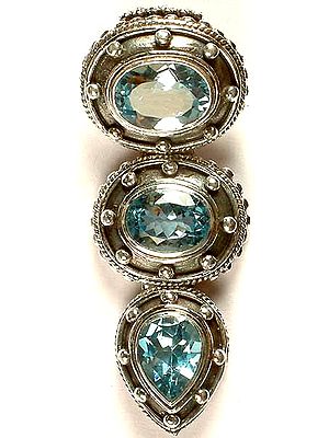 Triple Faceted Blue Topaz Hinged Pendant