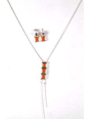 Triple Faceted Carnelian Necklace with Matching Earrings