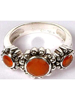 Triple Faceted Carnelian Ring