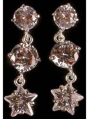 Triple Faceted Cubic Zirconia Earrings