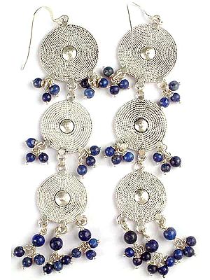 Triple Layer Lapis Lazuli Earrings