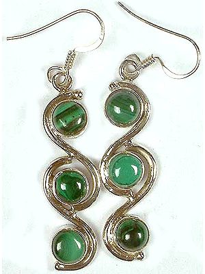 Triple Malachite Earrings