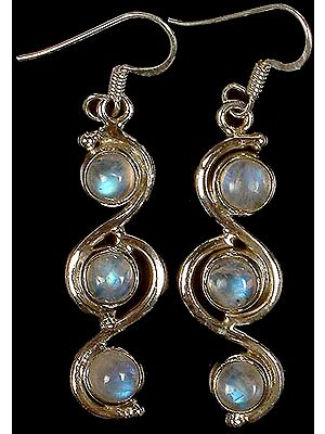 Triple Rainbow Moonstone Earrings
