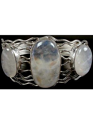 Triple Stone Rainbow Moonstone Bracelet