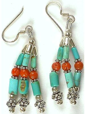 Turquoise & Coral Earrings