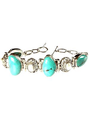 Turquoise Bracelet with Pearl