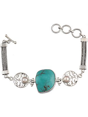 Turquoise Bracelet with Pearl