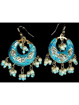 Turquoise Cradle Earrings with Golden Accents
