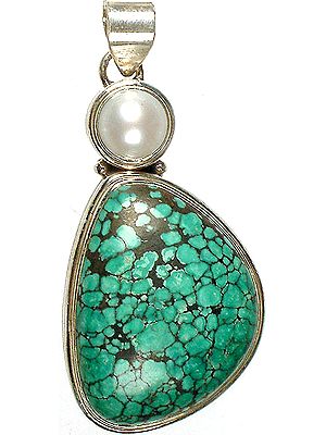Turquoise Pendant with Pearl