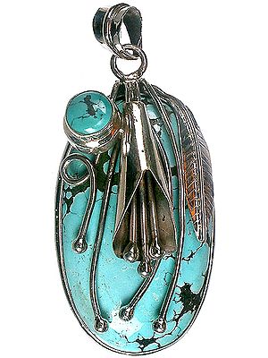 Turquoise Pendant with Sterling Veins