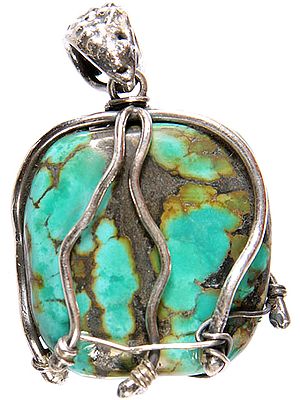 Turquoise Pendant with Sterling Veins