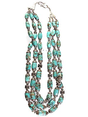 Turquoise Three Layer Beaded Fine Necklace