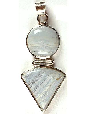 Twin Blue Lace Agate Hinged Pendant
