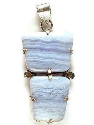 Twin Blue Lace Agate Pendant