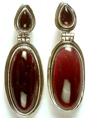 Twin Garnet Hinged Earrings