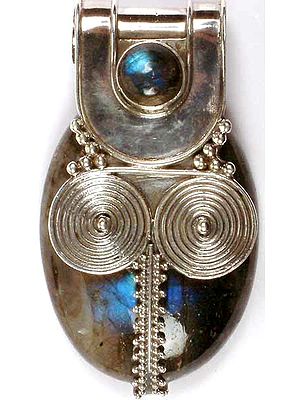 Twin Labradorite Pendant with Spirals