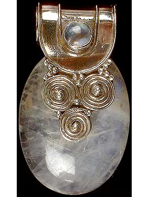 Twin Rainbow Moonstone Pendant With Spirals