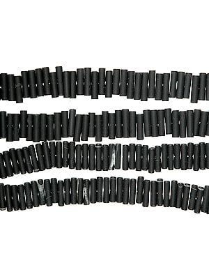 Unpolished Black Onyx Strips Drilled Centrally
