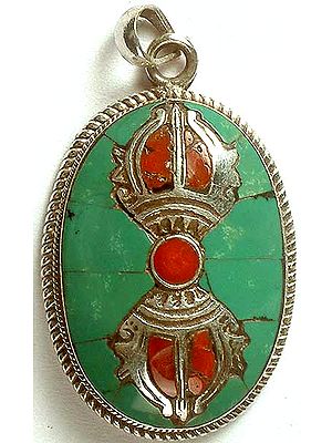 Vajra Pendant with Inlay Turquoise & Coral