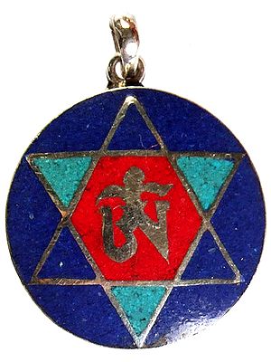 Vajra Yogini Yantra Inlay Pendant with Central Om (AUM)