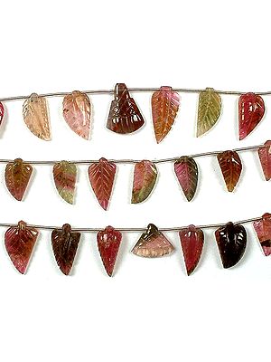 Watermelon Tourmaline Carved Leaves