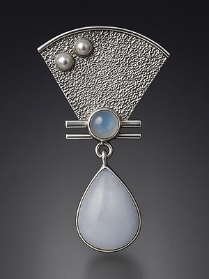 Tear-Drop Moonstone Embellished Pendant with Triangular Spacer
