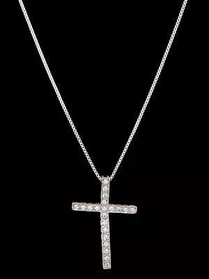 Stone Studded Brass Cross Pendant
