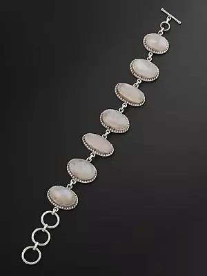 Cabochon Rainbow Moonstone Studded Bracelet