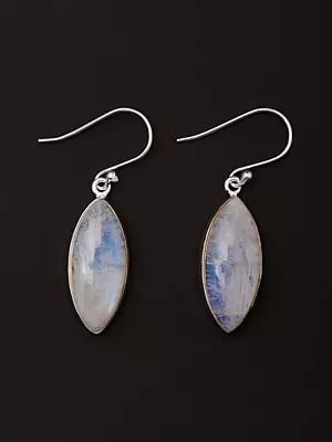 Marquise Cut Rainbow Moonstone Earrings