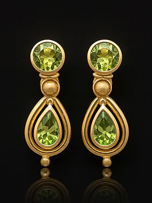 Fine Cut Peridot Post Earrings