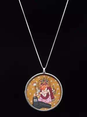 Hand-Painted Lord Ganesha (Ganesha Worshipping Lord Shiva) Pendant