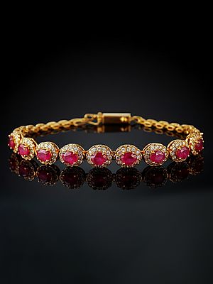 Faceted Ruby Bracelet with Diamonds