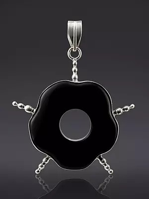 Black Onyx Donut Pendant with Spikes