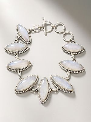 Marquise Bracelet Studded with Rainbow Moonstones