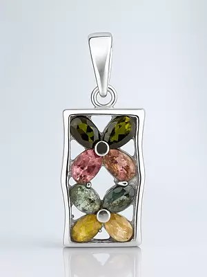 Faceted Tourmaline Pendant (In Mixed Color)