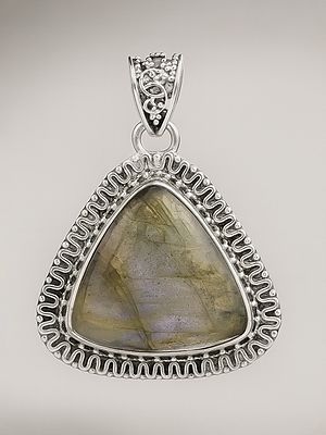 Gemstone Triangle Pendant with Filigree
