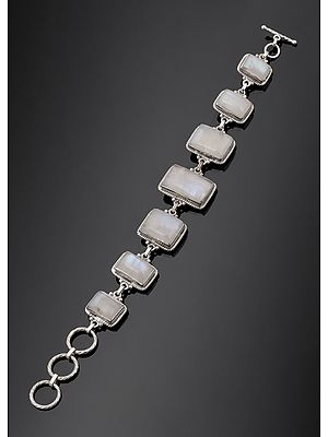Sterling Bracelet Studded with Rainbow Moonstone