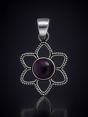 Sterling Silver Pendant Studded with Faceted Precious Gemstone