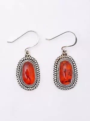 Oval Shape Baltic Amber Hook Earrings