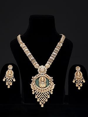 Traditional Lord Shiva Copper Long Necklace Set with Earrings