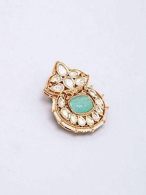 Kundan Studded Brass Brooch