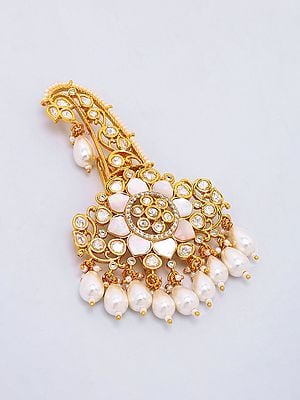 Traditional Kundan Safa Kalangi Brooch with Pearl Drop